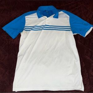 adidas Men's Blue and White Polo Shirt Size Small